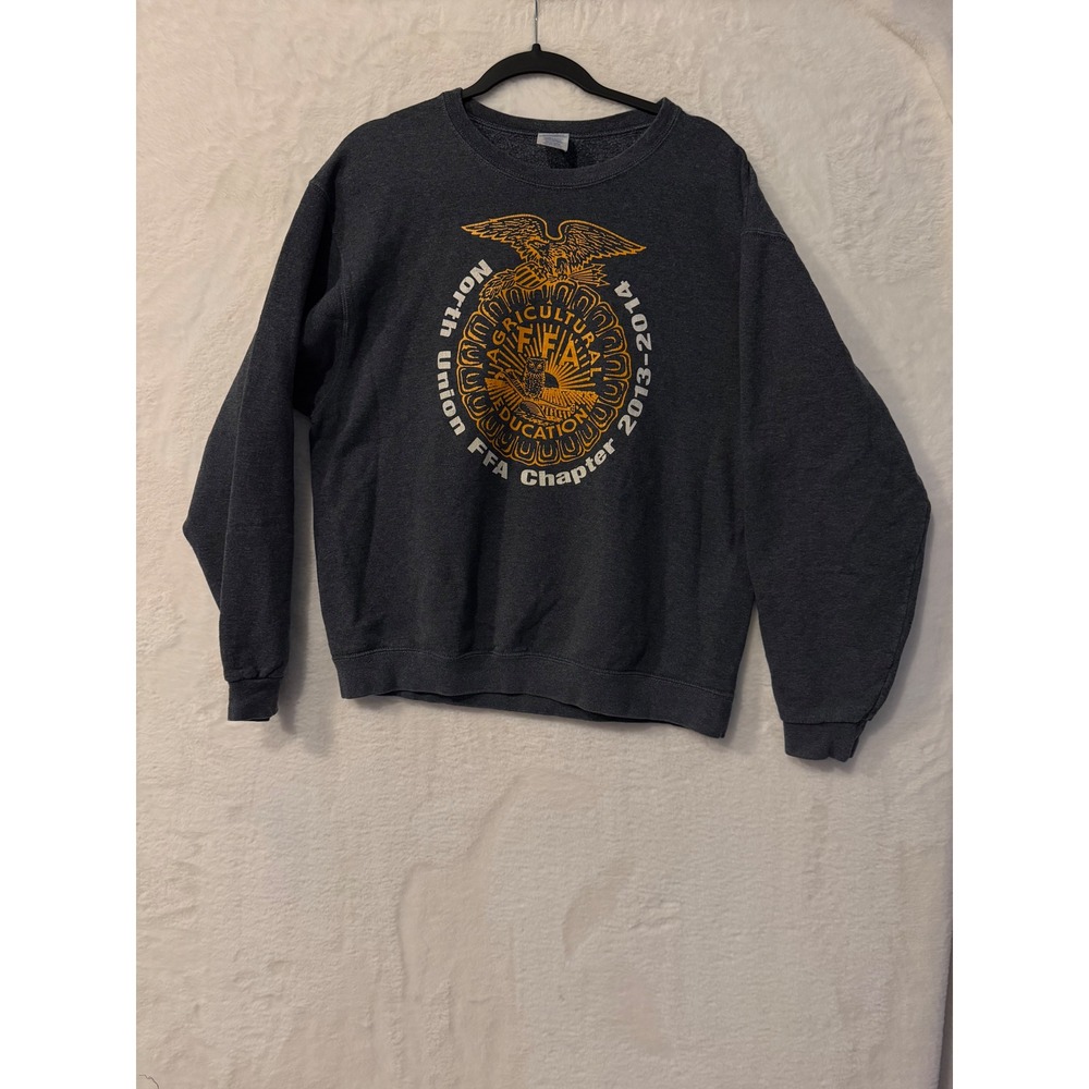 Jerzees FFA North Union Sweatshirt Mens Large Charcoal Gray Graphic Crewneck L